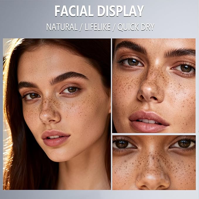 2PCS Light&Dark Brown Freckle Stamp Pen Waterproof, Natural Lifelike Faux Freckles Stamp Stain maker Pen, Long Lasting Quick Dry Liquid Fake Freckle Pencil Magic for Face Sunkissed Makeup