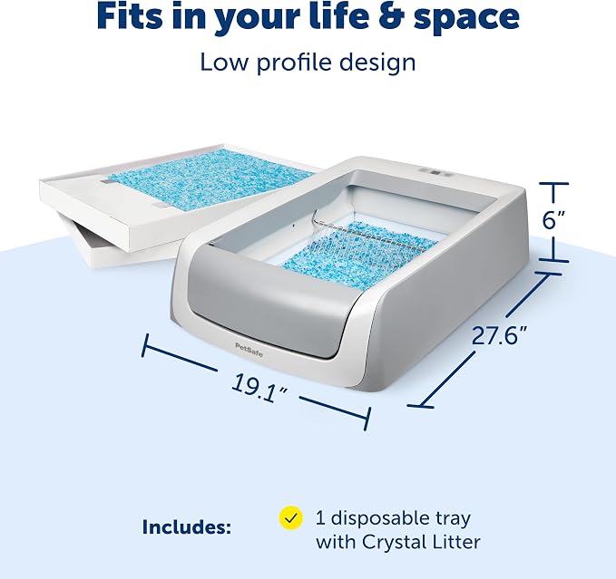 PetSafe ScoopFree Crystal Pro Legacy Self-Cleaning Litter Box, Uncovered | Hands-Free Automatic Cleaning, Advanced Odor Control, Health Counter Display, Includes 1 Disposable Crystal Litter Tray
