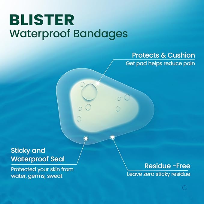Welnove Gel Blister Bandages for Feet - 21ct Blister Cushion for Heel, Toe - Water-Resistant Hydrocolloid Bandages - Blister Pads for Prevention & Recovery (Spot Pack)