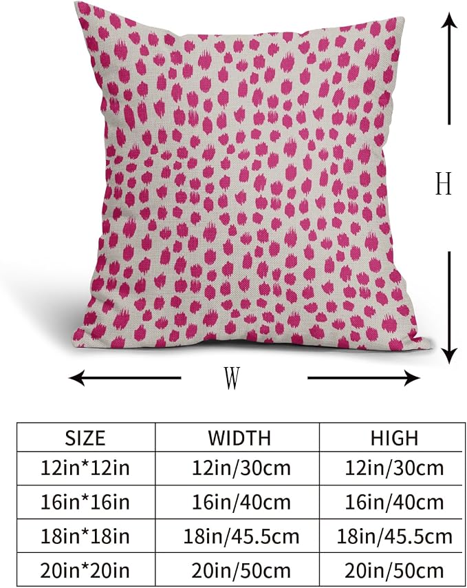 Hot Pink Cream Polka Dot Pillow Covers 22x22 Set of 2 Outdoor Modern Art Throw Pillows Boho Design Brush Strokes Decorative Pillowcase Square Cushion Cover Linen Pillow Case for Home Sofa Couch Bed