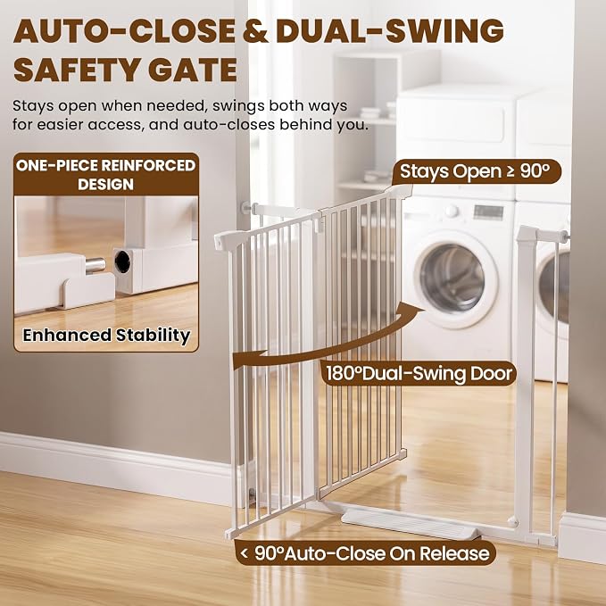 Mumeasy 36" Extra Tall Dog Gate,29.7"-40.5" Baby Gate for Stairs & Doorways