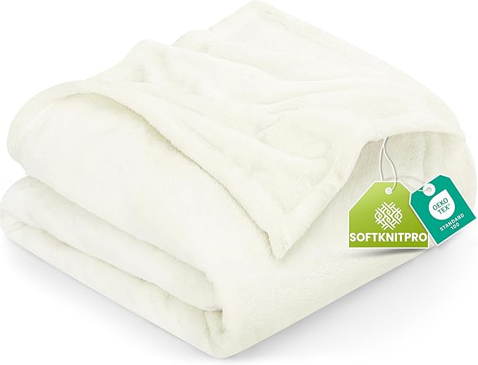 Utopia Bedding Ultra Soft Fleece Bed Blanket King Size Ivory (90x102 Inch) | Microfiber Plush Warm Lightweight Breathable Cozy Blanket Anti-Static, All Season Use, Gift for Women and Men