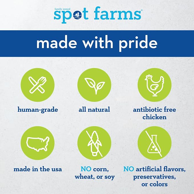 Spot Farms® Chicken Apple Sausage Dog Treats 12.5 oz | Human Grade, No corn, No wheat, No soy, Glycerin Free, Made in the USA