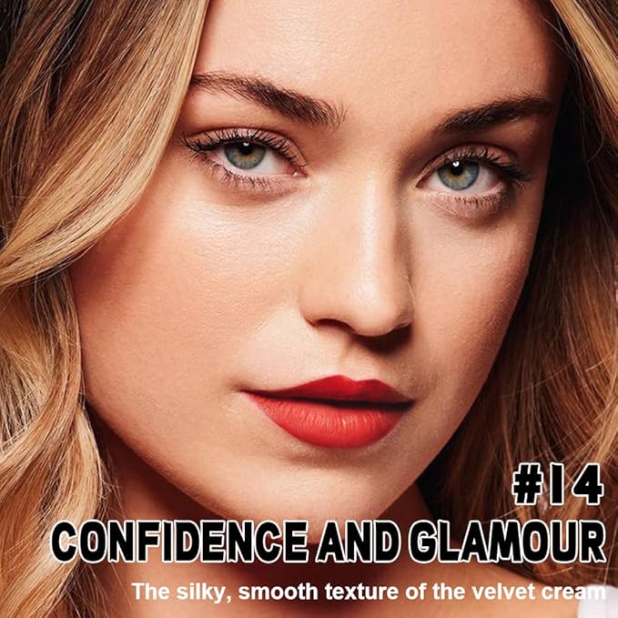 evpct 1Pcs Fire Red Matte Liquid Lipstick Lip Stain Sets for Women, Skull Face Bright Ruby Red Matte+Lipstick Long Lasting Permanent 24 hr Hours Magic Lipstick 24 Hours original Waterproof, 14#