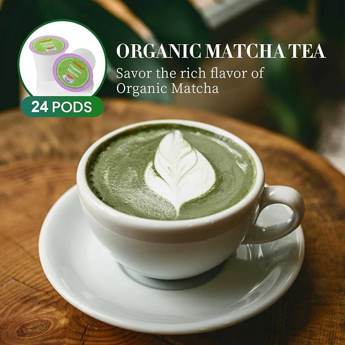 Eastsign Organic Matcha Green Tea K Cups for Keurig, 24 Count Matcha Pods, Matcha Latte K Cups, Smooth Green Tea Pods for Hot or Iced Drinks
