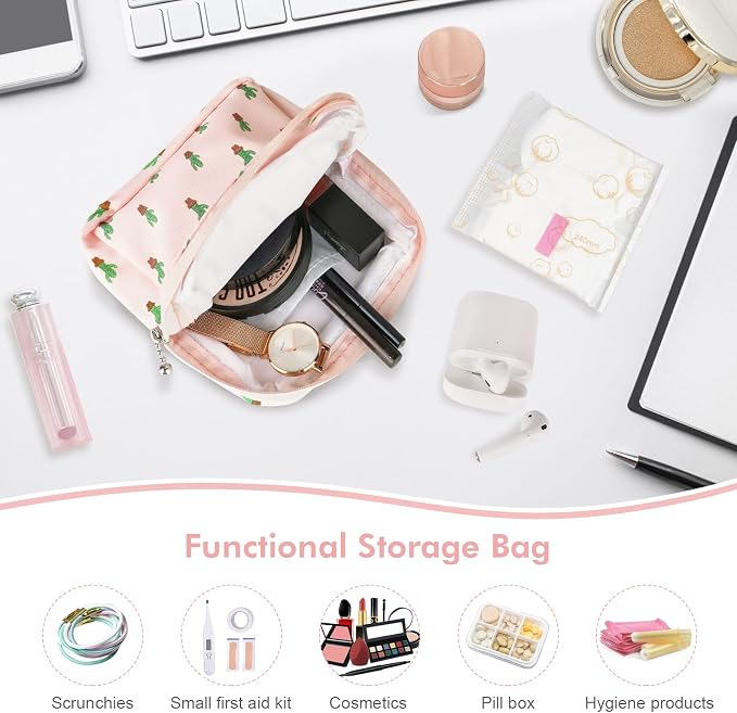 airogym 2 Pack Period Bag for Womens, Sanitary Napkin Storage Bag, Functional Waterproof Sanitary Pads Bags for Panty Liners, Tampons, Menstrual Cups Pouches, Sanitary Pads Organizer with Zipper