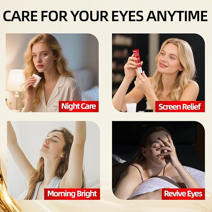 Retinol Eye Cream for Dark Circles, Anti-Aging Eye Cream with Hyaluronic Acid & Caffeine, Reduces Wrinkles, Puffiness & Fine Lines, Day and Night Use, 1.06 fl oz