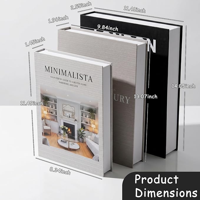 OurWarm Set of 3 Large Decorative Books, Coffee Table Books for Home Decor | Extra Large Size, Decorative Storage Boxes, Magnetic Closing Lid, Fake Books for Living Room Office Bookshelf Entryway Decor