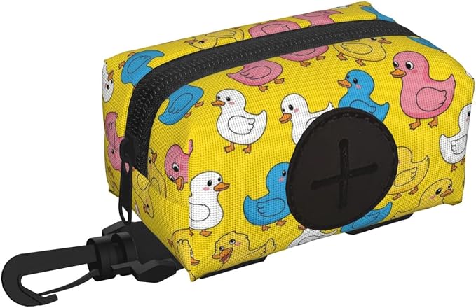 Dog Waste Bag Dispenser Cute Colorful Rubber Duck Pet Poop Bags Holder for Doggie Waste Bags for Leash Accessory