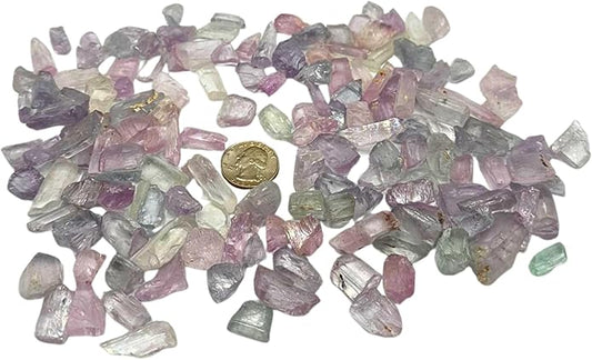 10 Grams Natural Kunzite Gemmy Crystals – Raw Assorted Shape Color & Sizes – Gemstones for Jewelry Making, Healing, Chakra Balancing, Meditation & Collecting - Bracelet Maker Friendship Bracelets