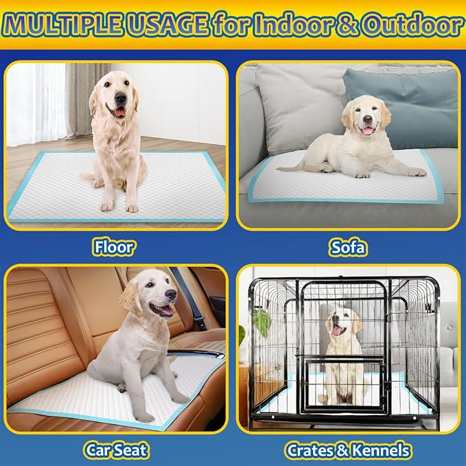 Dogcator Puppy Pads 120 Pack, 30"x36" Extra Large Dog Pads, Thicken Dog Training Liners for Indoor, Outdoor Use, Heavy Absorbent Pee Underpads for Doggy, Doggies XLarge, Blue