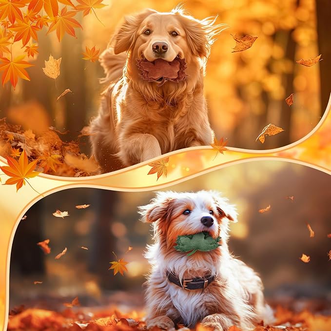 Civaner 24 Pcs Stuffed Dog Toy Squeaky Plush for Small Breed, Maple Leaves