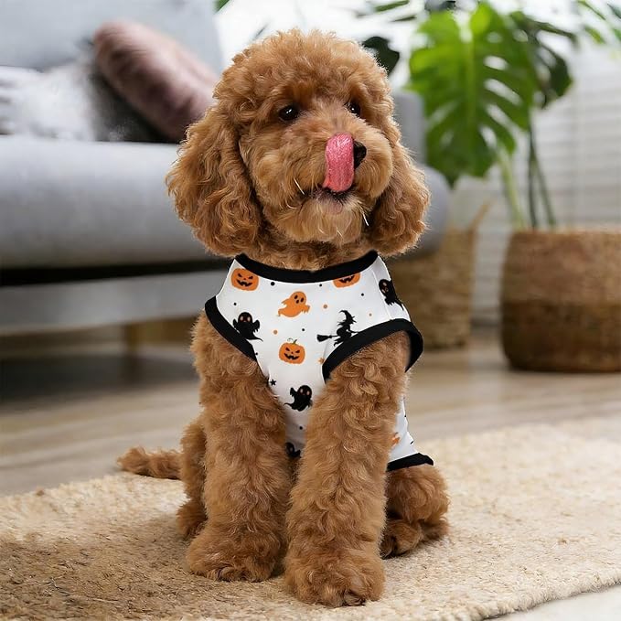 Halloween Pet Vest Fly Witch Pet Shirts X-Small | pumpkin boo Dog Shirt Vest cute pet Sleeveless Vests Ice Silk Dog T-Shirts holiday Dog Clothes Halloween Canine Wear