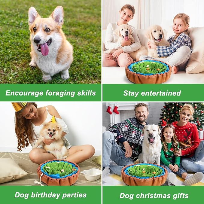 Vivifying Snuffle Mat for Dogs, Adjustable Nosework Mat for Small, Medium & Large Dogs, Interactive Dog Enrichment Toy for Mental Stimulation & Slow Feeding (Green & Blue)