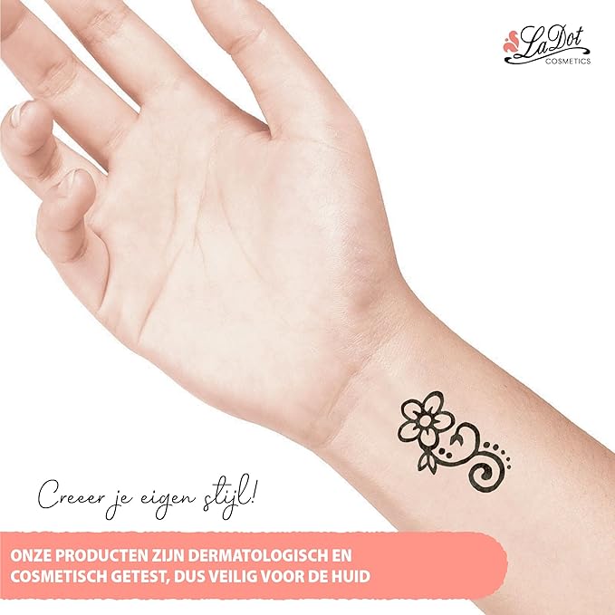 LaDot Temporary Tattoo Stamp– Easy-to-Use Reusable Ceramic Skin Stamp for Creating Custom Temporary Tattoos – Fun Body Art Tool for Parties, Events, and Festivals (Marigold, Medium)