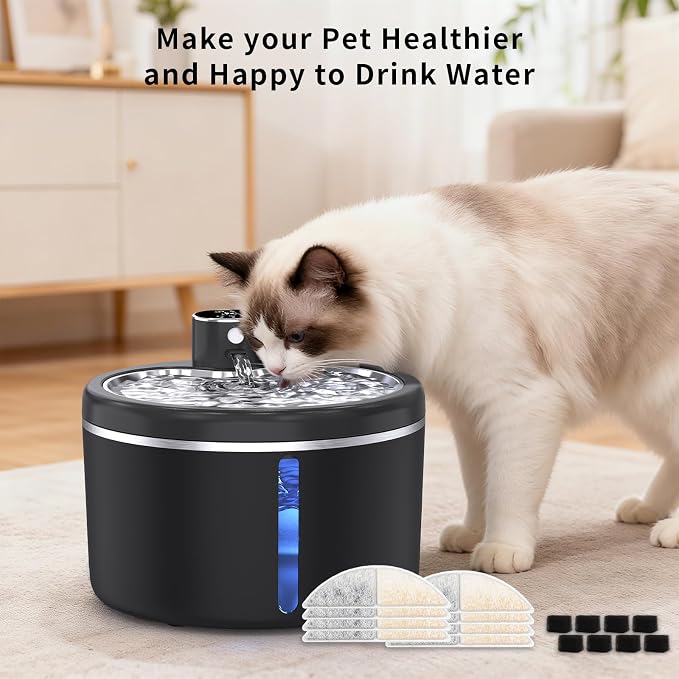 Filters for Cat Water Fountain Cordless, 4 Months Set of Replacement Filters for Ultra Quiet Pet Water Fountain,White 8 Count (Pack of 1)