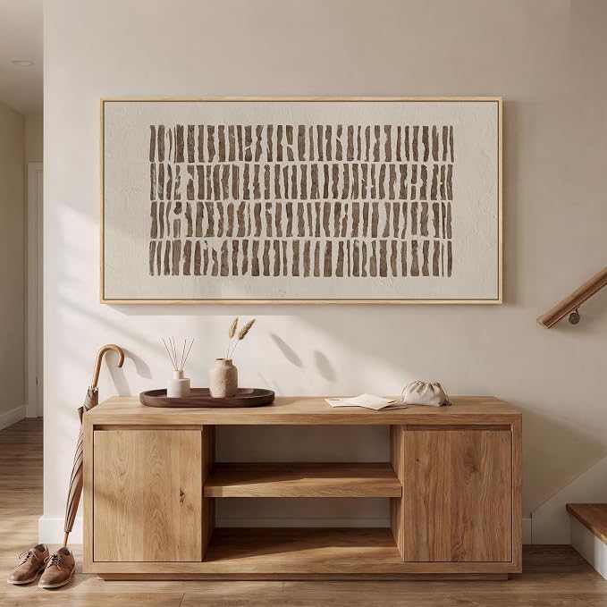 Large Framed Neutral Abstract Canvas Wall Art for Living Room, Horizontal Wabi-Sabi Prints Paintings Artwork for Walls, Minimalist Modern Pictures Wall Decor for Bedroom, Office, Dining Room, 30x60 In