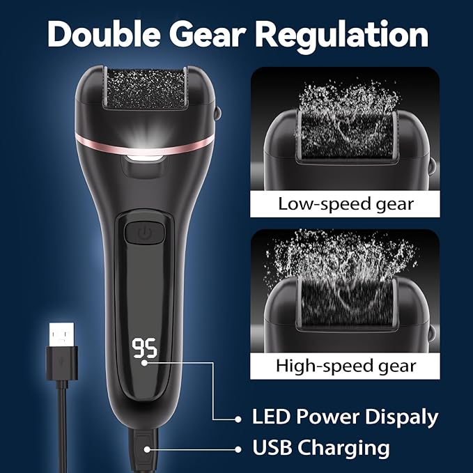 Wea&Hea Rechargeable Electric Callus Remover for Feet with 6 Roller Heads, Dual-Speed Foot File, Waterproof Pedicure Kit 20 in 1 for Smooth Skin and Foot Spa