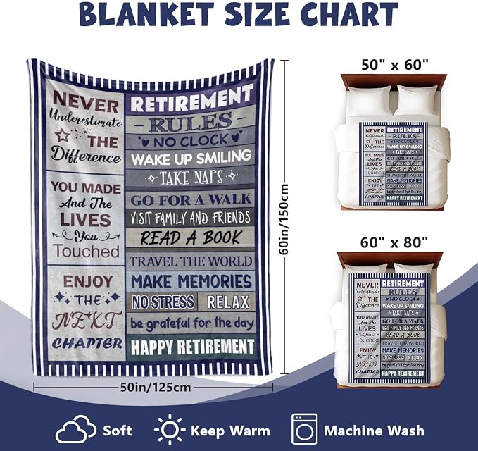 Sruemiul Retirement Gifts for Men, Retirement Blanket for Men 60"x80"