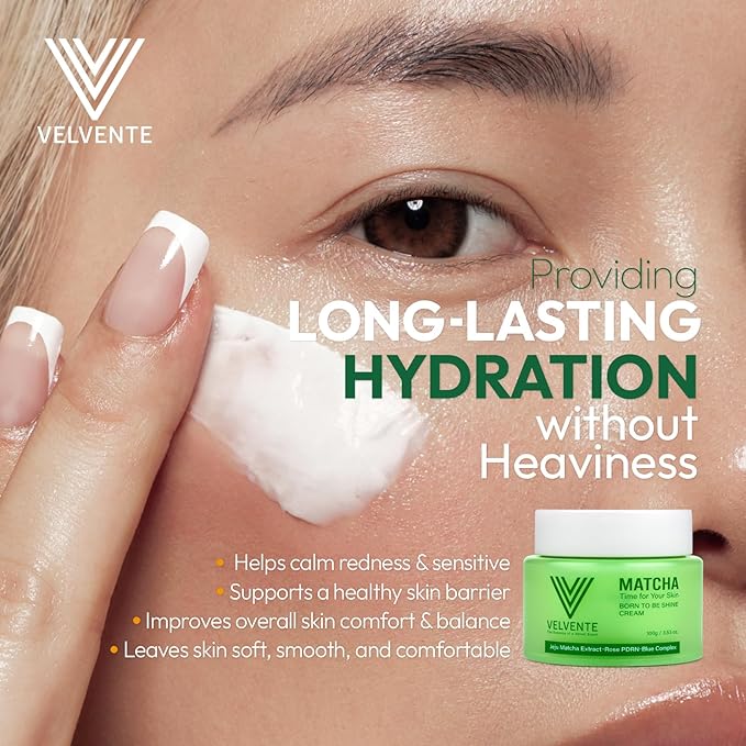 Matcha Facial Moisturizer with Rose PDRN, Korean Peptides Hydrating Firming Cream for Anti Aging, Dark Spot & Uneven Skin Tone, Soothing Radiance for Soft, Glowy Skin, All Skin Types, 3.53 oz