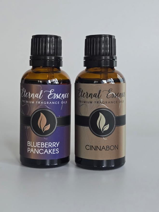 Eternal Essence Oils 2 Pack 30ml Premium Fragrance Oil - Blueberry Pancakes & Cinnabon - for Candle, Soap Making, Aromatherapy, Diffusers, Home Care, & Humidifiers
