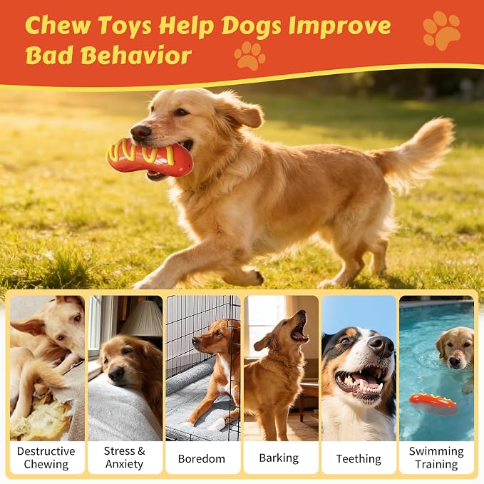 Tough Dog Chew Toys Indestructible Squeaky Toys for Aggressive Chewers Outdoor Swimming Interactive Tough Chew Toys for Medium and Large Dogs