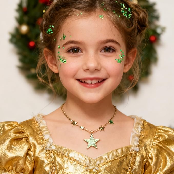 Mysense Green Body Glitter Stick, Christmas Face Hair Glitter, Stocking Stuffers, Festival Rave Outfit for Women, St Patricks Day Accessories, Sparkling Mermaid Sequins Chunky Glitter Makeup, 0.56oz