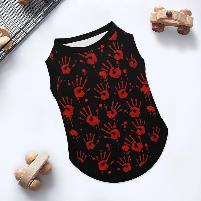 Halloween Pet Vest Bloody Hand Pet Shirts X-Small | blood Splatter Dog Shirt Vest cute pet Sleeveless Vests Ice Silk Dog T-Shirts holiday Dog Clothes Halloween Canine Wear