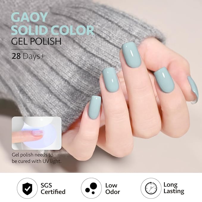 GAOY Blue Gel Nail Polish, 16ml Soak Off Gel Polish, UV Light Cure for Nail Art DIY Manicure at Home, 2001 Cadet Blue