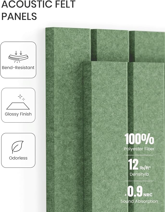 Fluxynara 48" x 36" Large Felt Bulletin Board, Moss Green | 12 Pack Cork Board Alternative with 60 Safe Adhesive Tabs, Pin Boards for Wall Decor, Home, Office, Classroom,Dorm
