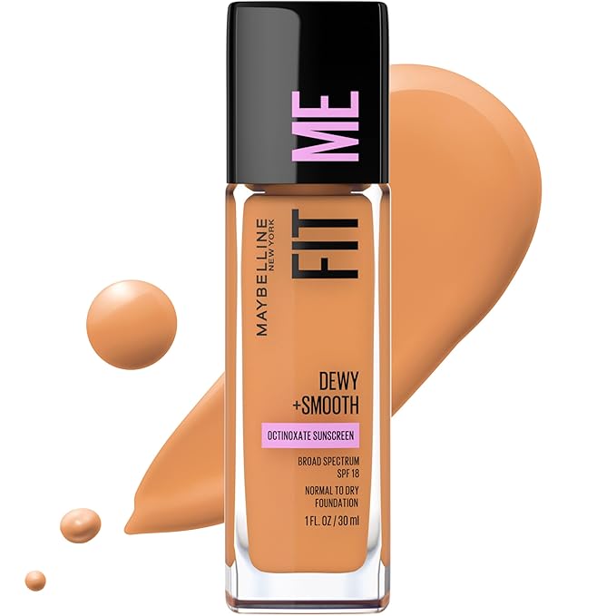 Maybelline New York Fit Me Dewy + Smooth Foundation, 330 Toffee, 1 Fl. Oz (Pack of 1) (Packaging May Vary)