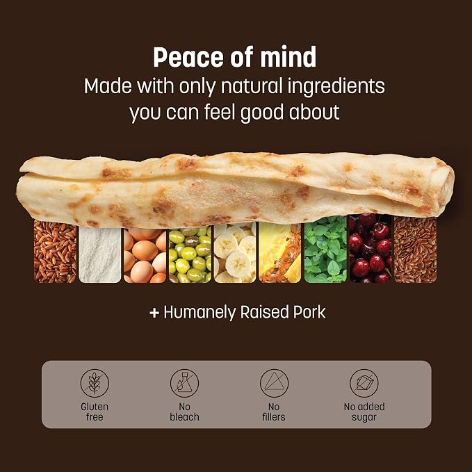 Earth Animal No Hide Dog Chews - Rawhide Free Medium Rolls 3 Count Pork | Medium Pork Flavored Natural Rawhide Free Long Lasting Dog Chews - Treats for Medium Dogs and Aggressive Chewers