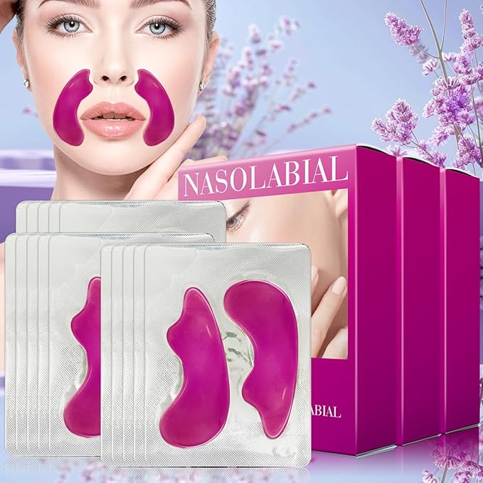 Smile Line Patches With Grape Seed Oil, 15Pairs Nasolabial Folds Patches, Fine Lines and Wrinkles Treatment, 3 Boxes Anti Wrinkle Patches, Caffeine, Sodium Hyaluronate, Collagen