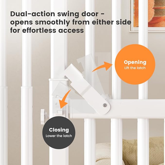 Gardner Pet 51"-87" Extra Tall Cat Gate for Doorway, Wide Adjustable 27.56"-37" Baby Gate Included 4 Extension Kits, Pressure Mounted Safety Full Door Gate for Stairs, Studio, Kitchen (White) | 51"-87" height & 27.56"-37" width adjustability; pressure-...