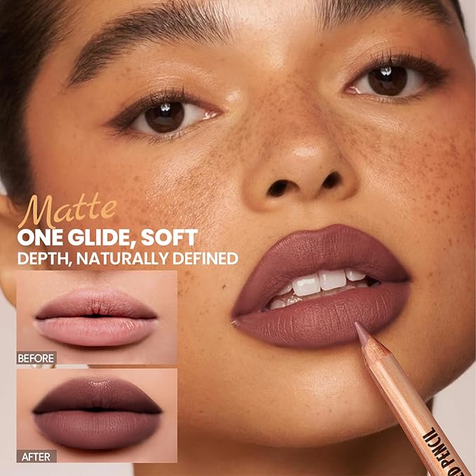 Erinde Nude Matte Lip Liner Set, 6 Colors Lipliner Pencil Pack with Sharpener for Define & Sculpt Lip, Long-Lasting Waterproof Non-Smudge Brown Lipliner Delineador De Labios, 01 Rose Mauve Nude