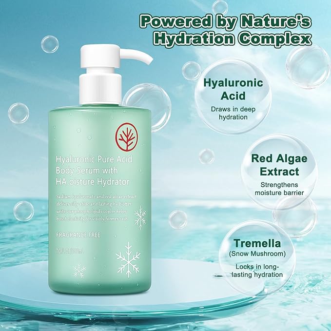 HA Hyaluronic Acid Body Serumr – Acido Hialuronico Body Serum, Lightweight Fast-Absorbing Body Care for Deep Hydration & Silky Smooth, Non-Greasy Skin