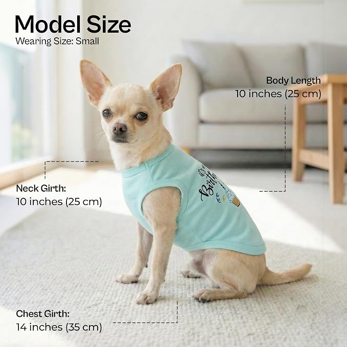 Parisian Pet Dog Shirt – 100% Cotton Shirts for Small Dogs – Blue Sleeveless Puppy Clothes – Lightweight and Breathable Dog Birthday Shirt – Boy Dogs Clothes - Stretchy Pet T Shirts