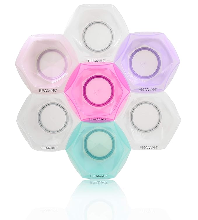 FRAMAR Connecting Hair Dye Bowl Set – Hair Color Bowls For Hairstylist, Salon Color Bowls, Hairstylist Essentials, Interlocking Feature – 7 Pack