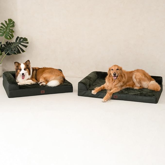 EHEYCIGA Orthopedic Dog Bed Medium Size, Memory Foam Dog Bed, Dark Green | Small Dog Sofa with Washable Removable Cover, Waterproof Pet Couch for Crate with Nonskid Bottom, 30x20x6