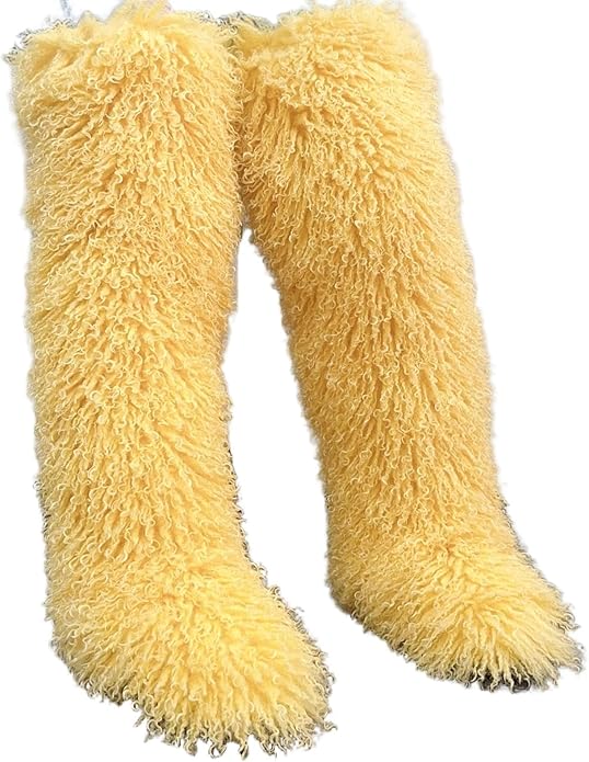 SWEETHEART BEAUTY Thigh High Shagy Teddy Fur Boots, 29 Inch Over the Knee Length Fluffy High Boots, Tall Furry Shoes For Women