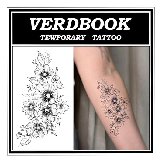 Waterproof Temporary Tattoos: 2-Sheet Tattoo Kit with Realistic Body Stickers, Semi-Permanent Tattoos for Adults Lasting 7-15 Days – Safe for Men & Women, Cosmos Pattern