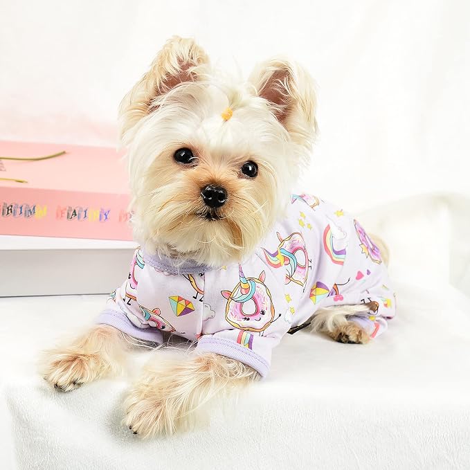 Dog Pajamas for Small Dogs Boy Girl, Dog Clothes Tiny Chihuahua Yorkie Spring Summer Shirt, Cute Puppy Outfit Pjs Jumpsuit Cat Onesie Apparel Pet Clothes
