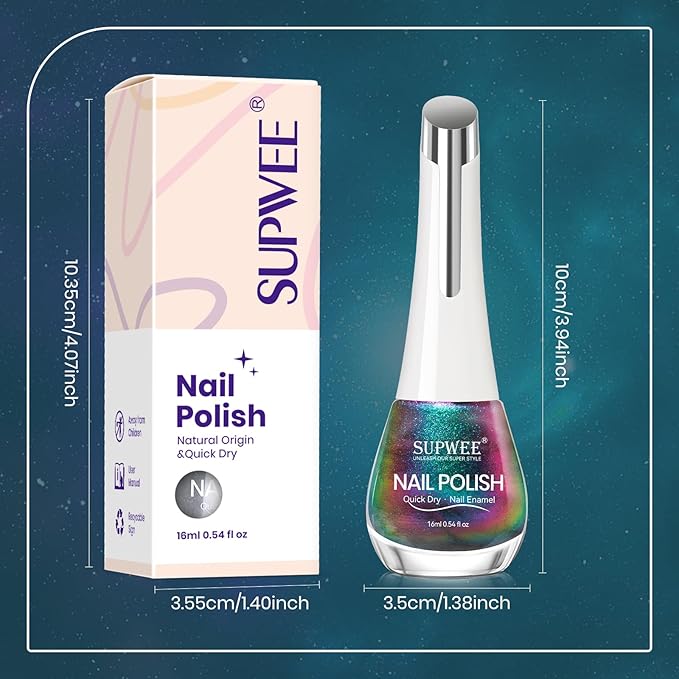 Cat Eye Nail Polish Non Gel with Magnet Quick Dry Cateye Magnetic Nail Polish for Fingernail Air Drying Fast Lacquer Manicure Gift For Women Girls 16ml, 0.54fl oz