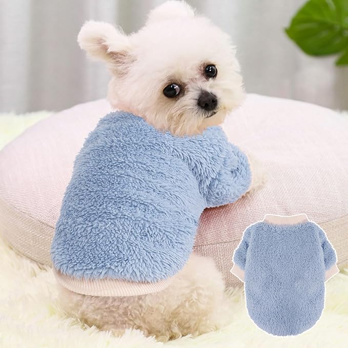 Winter Dog Sweaters for Small Dogs, Warm Extra Small Dog Sweater, Cute Thick Fleece Puppy Clothes for Dogs Like Teacup Chihuahua Yorkie Girl Boy, 2 Pack, XXS