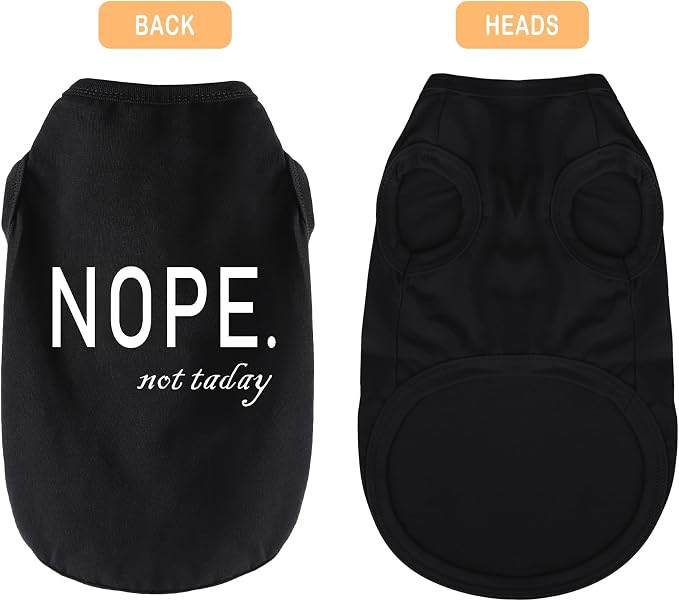 Discover Cozy Cotton Canine Wear: Soft, Lightweight, and Breathable Dog Shirt Vest with Eye-Catching Graphics(Nope not Today), Keeping Your Furry Friend Warm and Comfy! Black XS