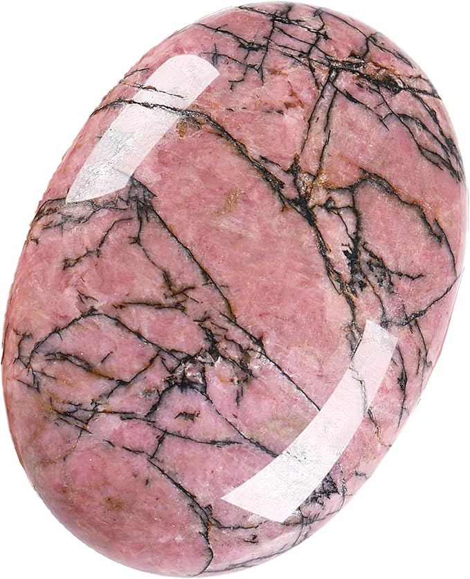 ZHIYUXI 2.4" Rhodonite Crystals Gemstones Crystals and Stones Crystal Decor Energy Balancing Protection Crystals Therapy Polished Stones Palm Stone Mediation Gifts 1PC