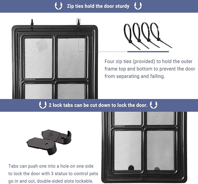 NAMSAN Dog Screen Door, Passage Size 12 x 16 inches, Dog Door for Screen Door, Large Pet Door for Sliding Door, Magnetic Automatic Closing, Self-Assembly, Lockable, Black