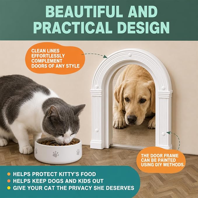 Cat Door Interior Doors Large - No-Flap, Fits Cats Up to 25 lbs