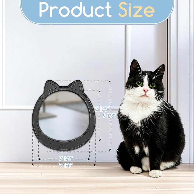 Large Cat Door Interior Door, No-Flap Pet Door for Cats Up to 22 lbs(Black)