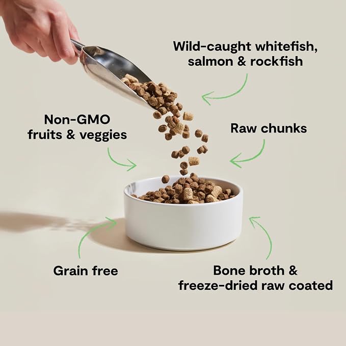 Open Farm RawMix Dry Cat Food, Wild Ocean Grain Free Kibble, 2.25lb Bag | Wild-Caught Whitefish, Salmon & Rockfish, Freeze Dried Raw Chunks, 100% Traceable Ingredients, Non-GMO Fruits & Veggies.